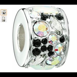 Chamilia Mosaic - Black and White Swarovski Bead Charm Sterling Silver